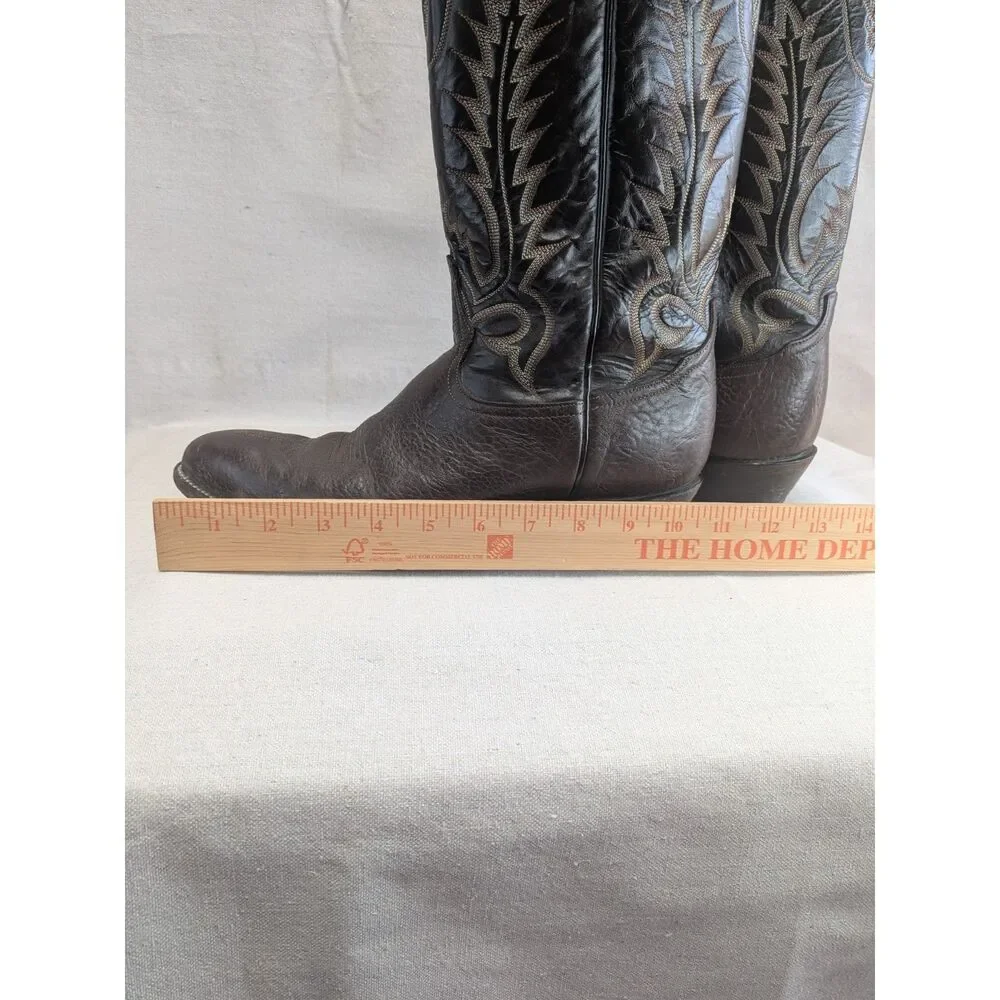 Western Cowboy Heritage 10.5D Tony Lama 6903 Leather Boots Brown Black
